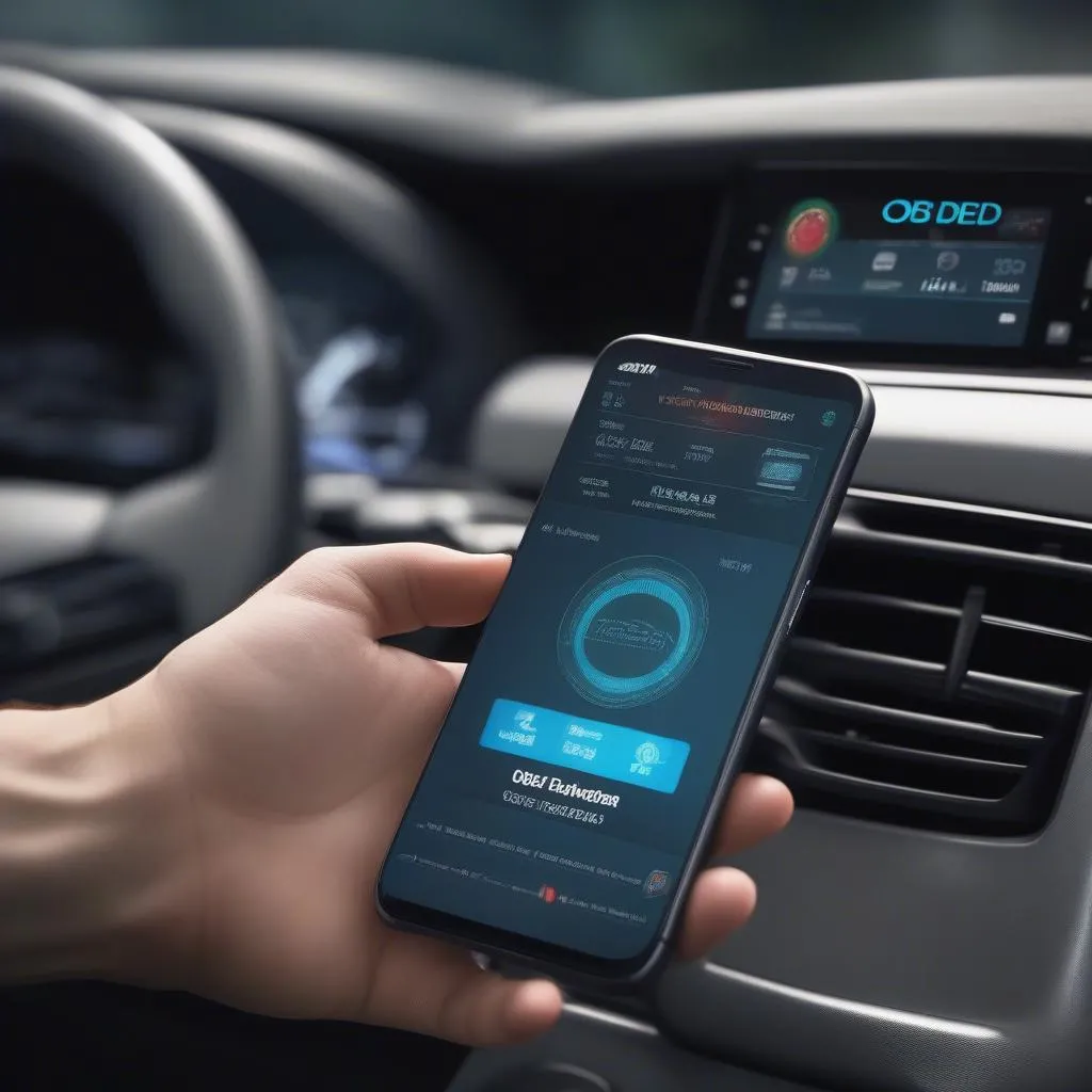 Wireless OBD2 Scanner Connected to Smartphone