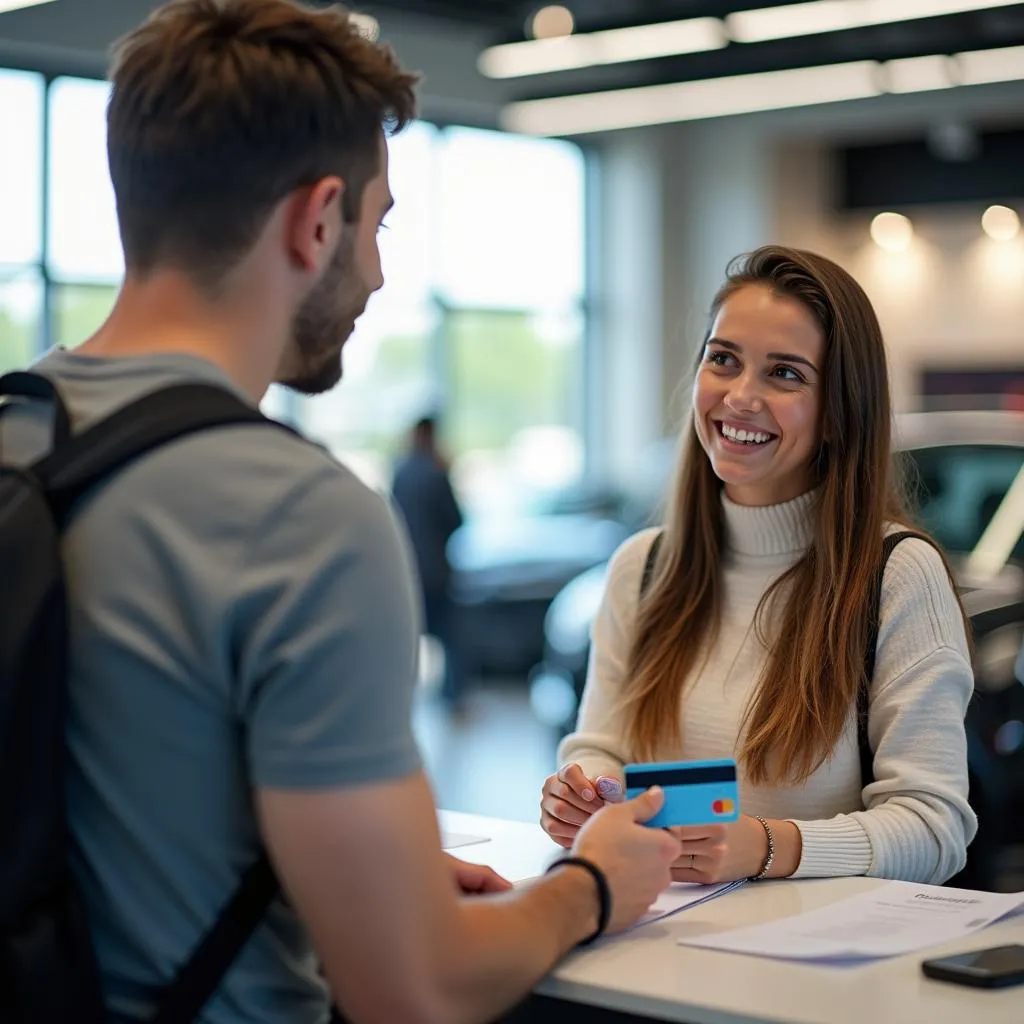 Young Driver Renting a Car