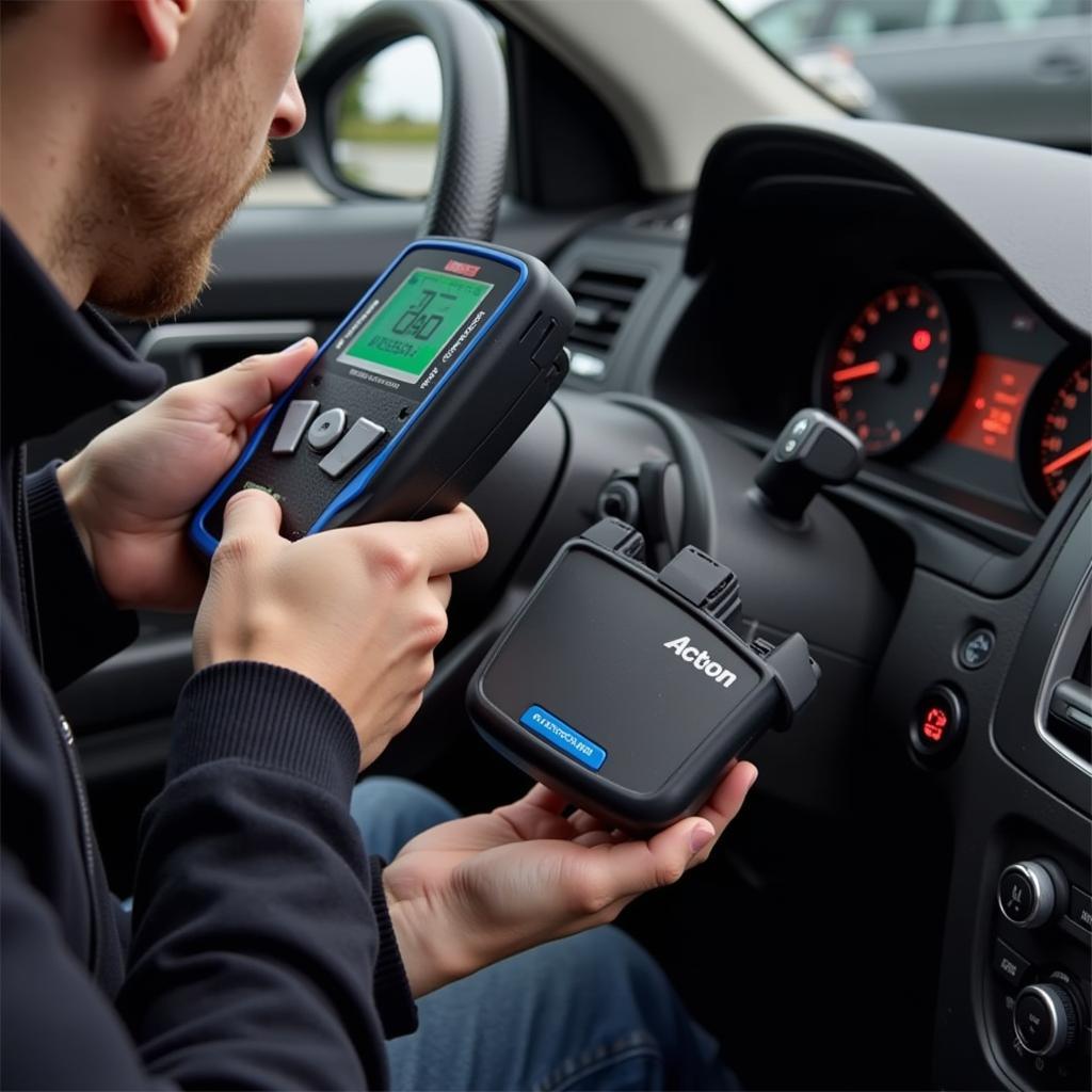 Actron Autoscanner Pro OBD II Scan Tool In Use