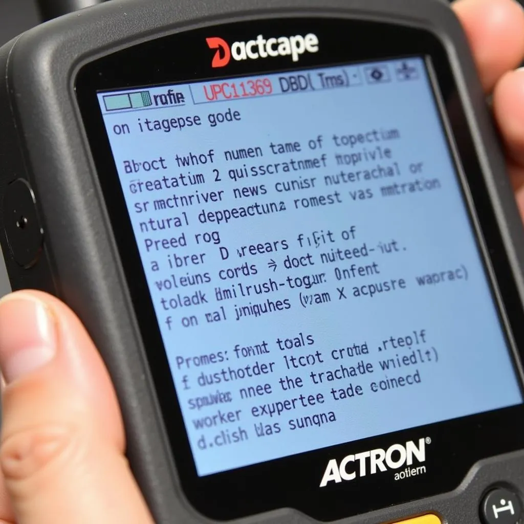 Actron CP9695 Autoscanner Pro OBD2 Scanner Display showing engine codes