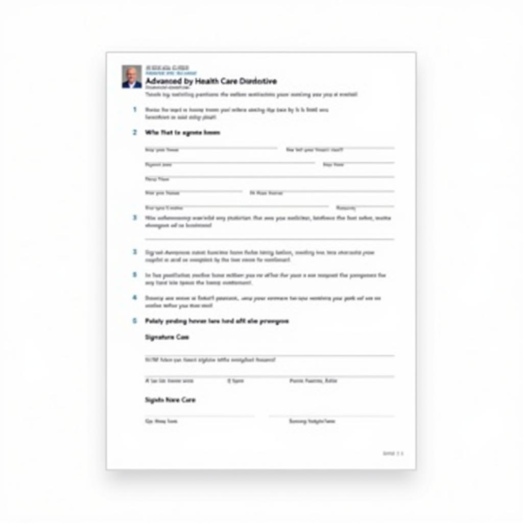 Example of an Advanced Health Care Directive Document