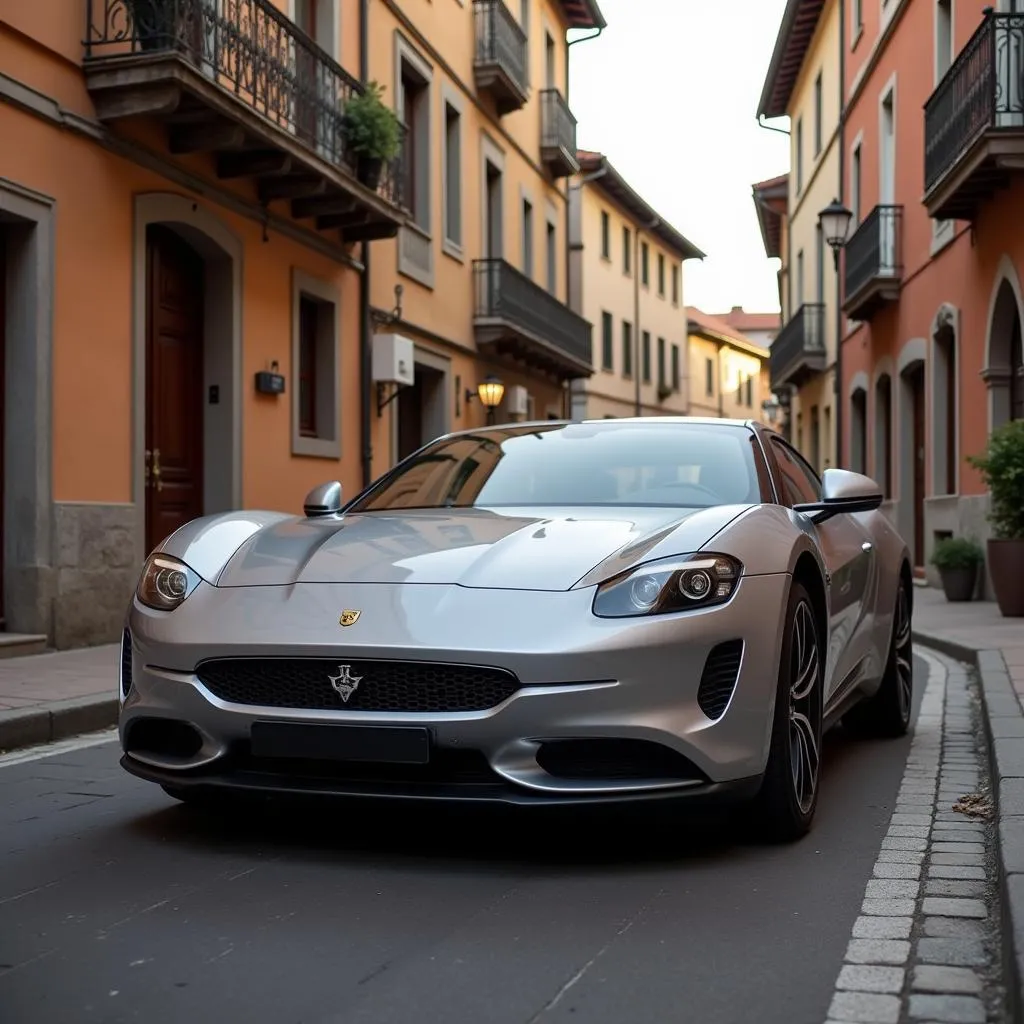 Aixam Coupe Driving Through European Town