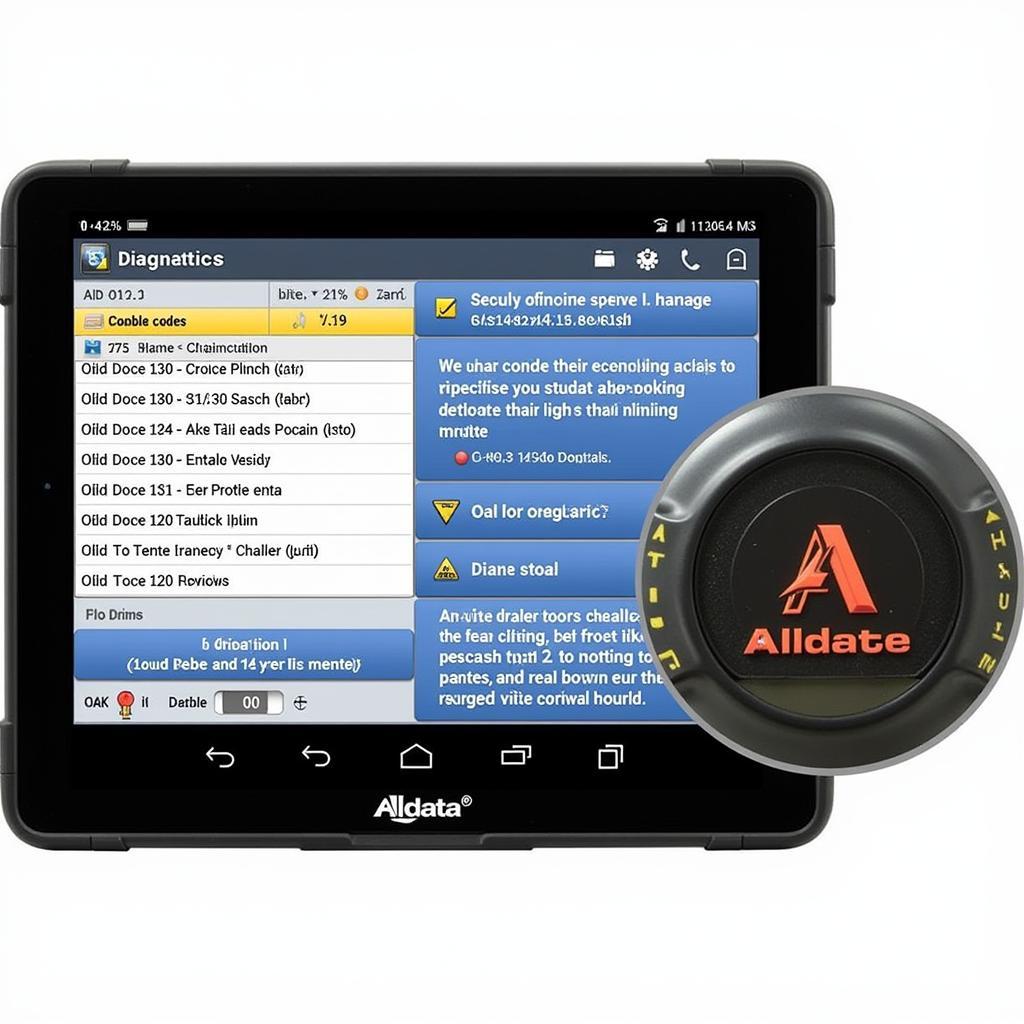 Alldata Scan Tool Interface with Diagnostic Results