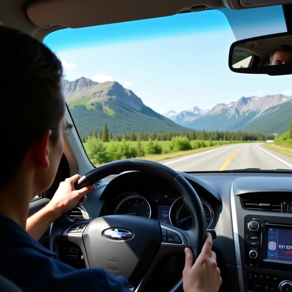 Driving on the scenic roads of Anchorage, Alaska