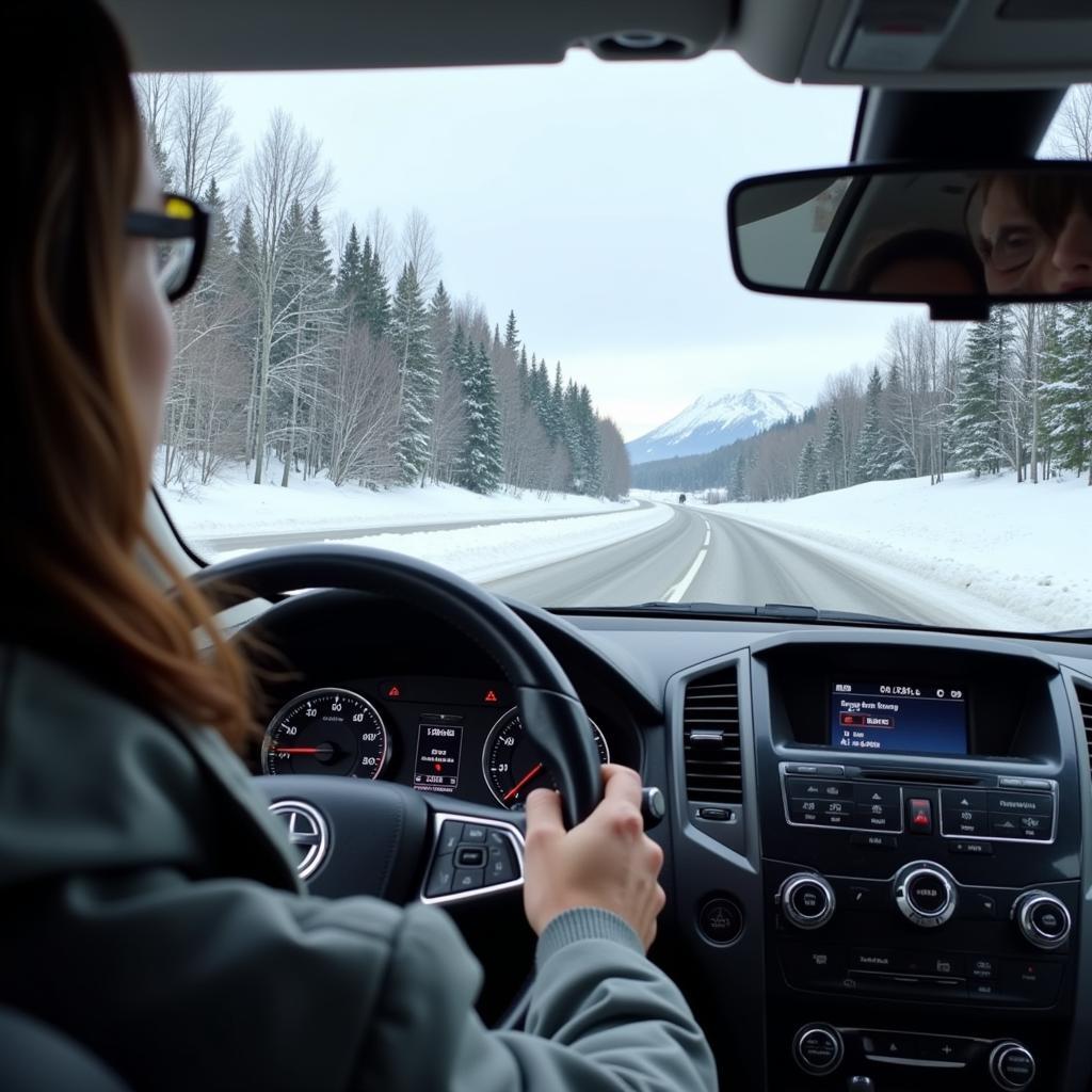 Navigating snowy roads in Anchorage, Alaska