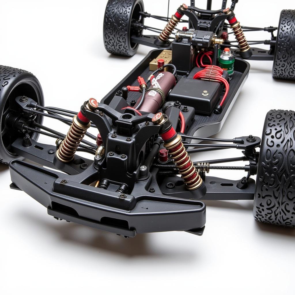 Close-up of an Arrma RC car chassis