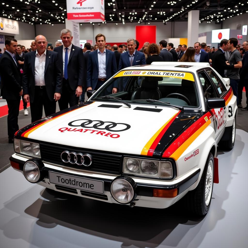 Audi UR Quattro on display at a rally car exhibition