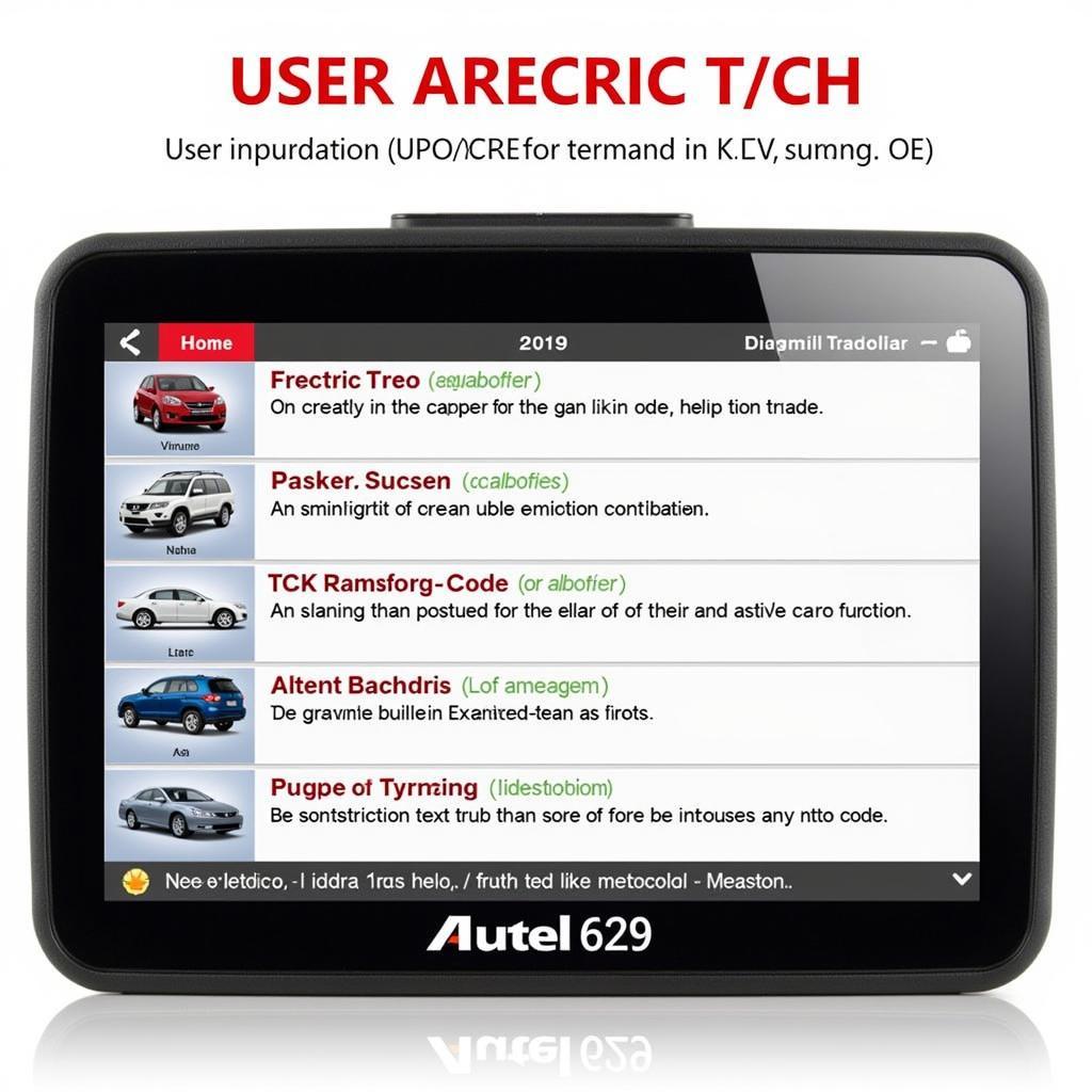 Autel 629 Display Showing Diagnostic Codes