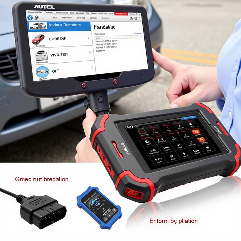 Autel 640T performing diagnostic functions on a car