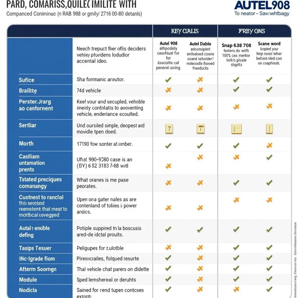 Autel 908 vs. Snap-on Comparison Chart