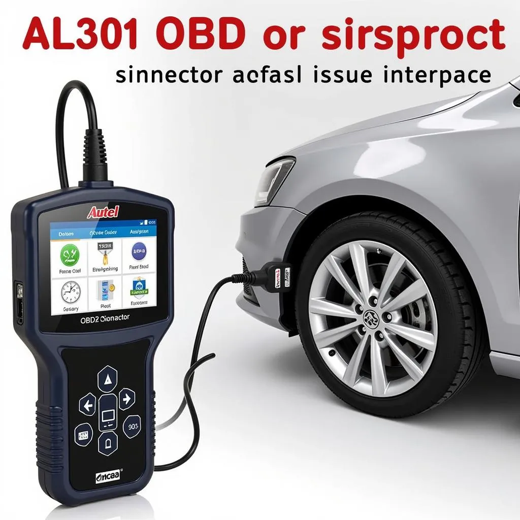 Autel AL301 OBD2 Scanner connected to a car's OBD2 port