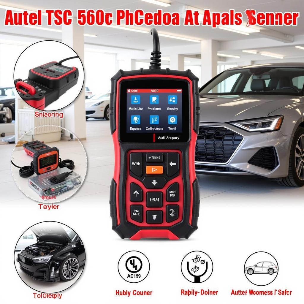 Autel AL519 diagnostic tool connected to an Audi car