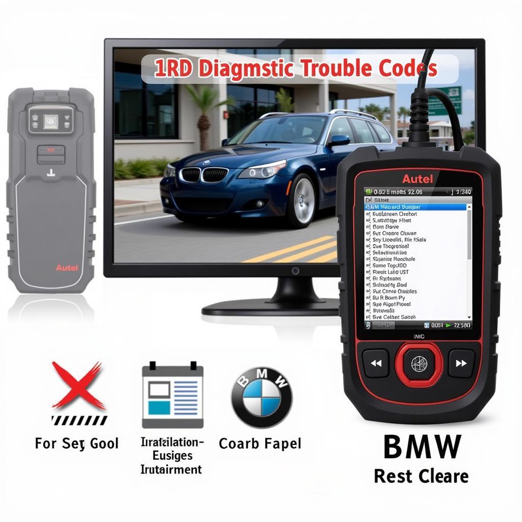 Autel AP200 reading diagnostic trouble codes on a BMW