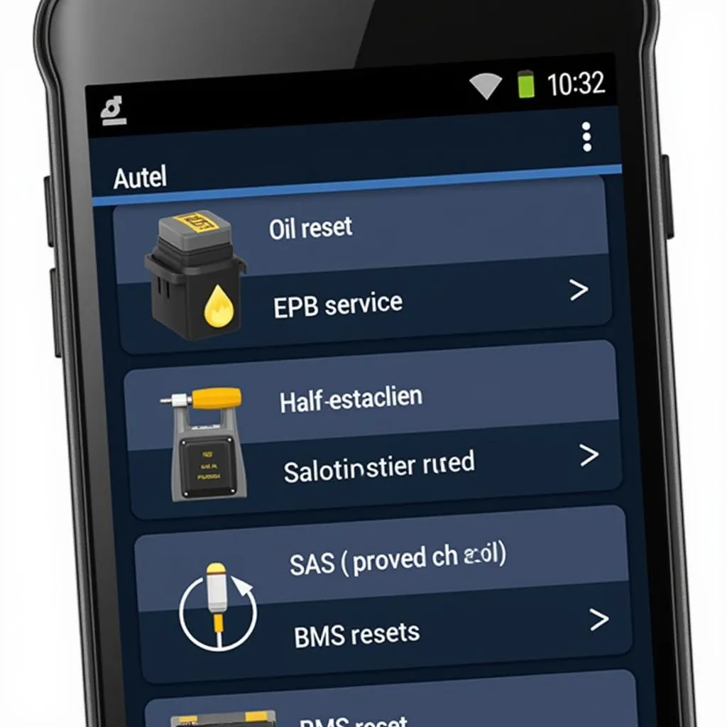 Autel AP200 Features Displayed on a Smartphone