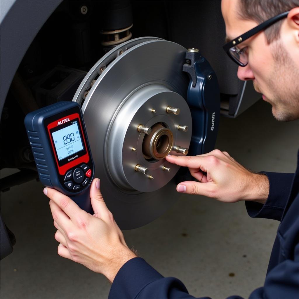 Autel Brake Measuring Tool in Use