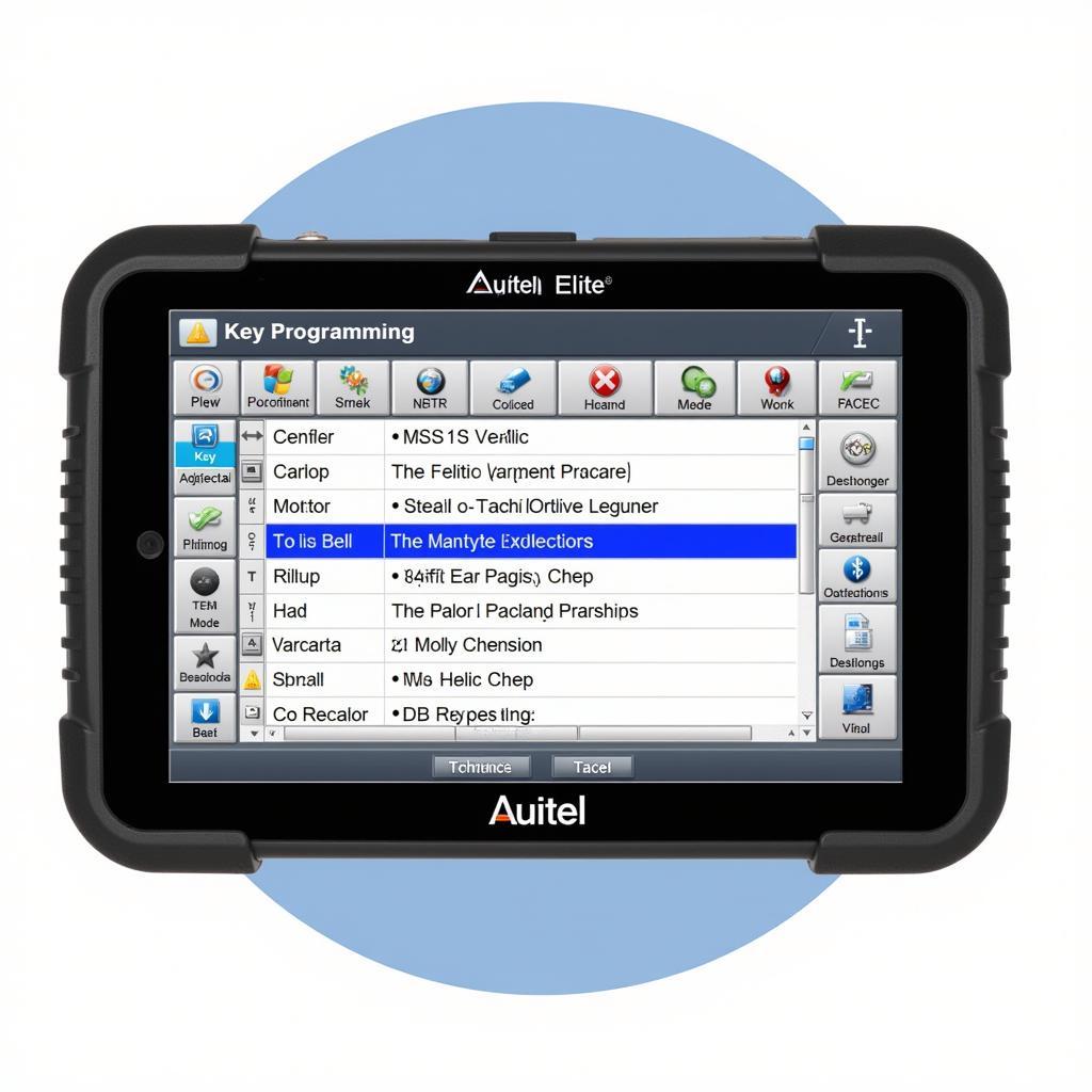 Autel Elite key programming interface