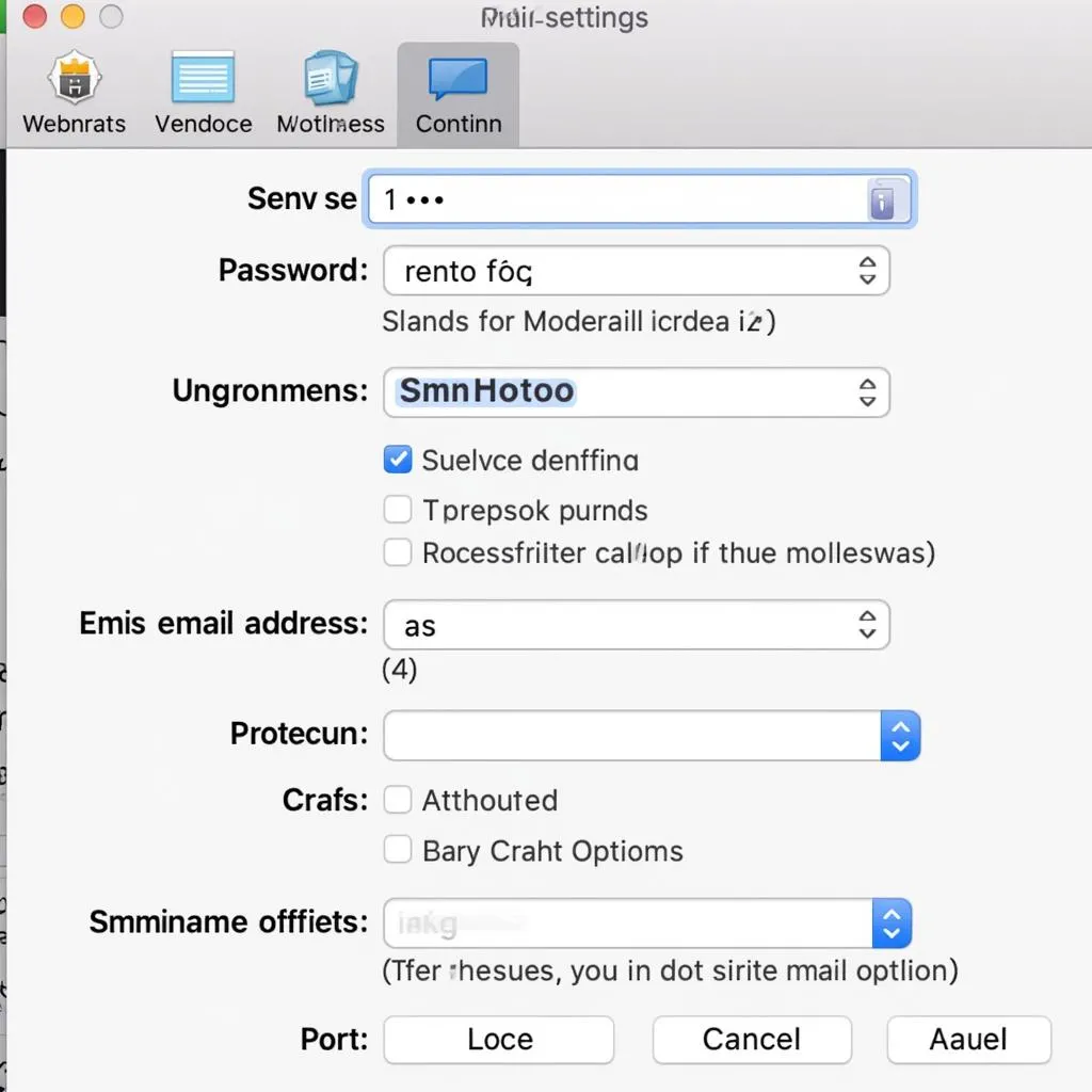 Screenshot of Autel scanner's email settings menu