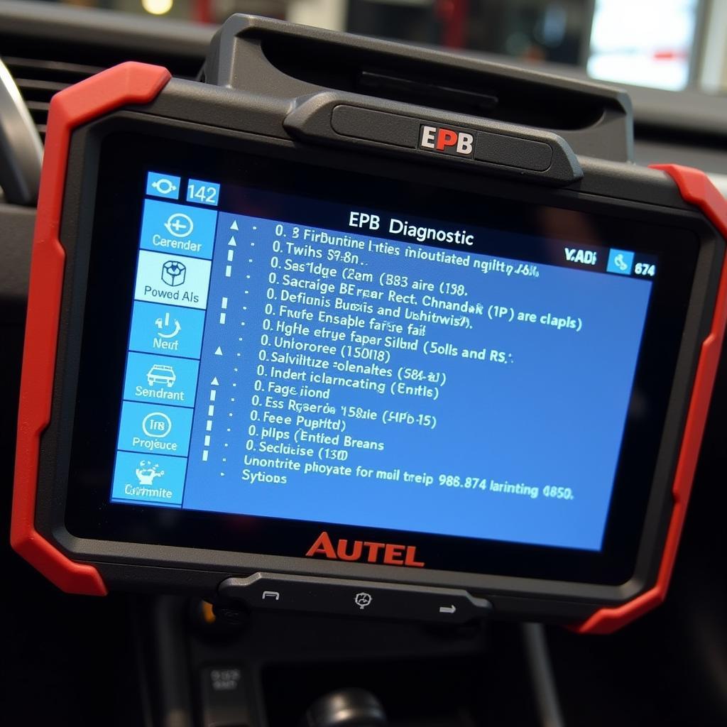 Autel EPB tool screen displaying diagnostic data and service information.