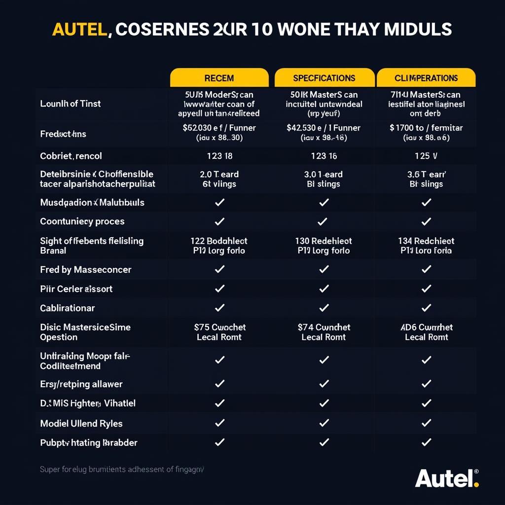 Comparison of Autel MasterScan models