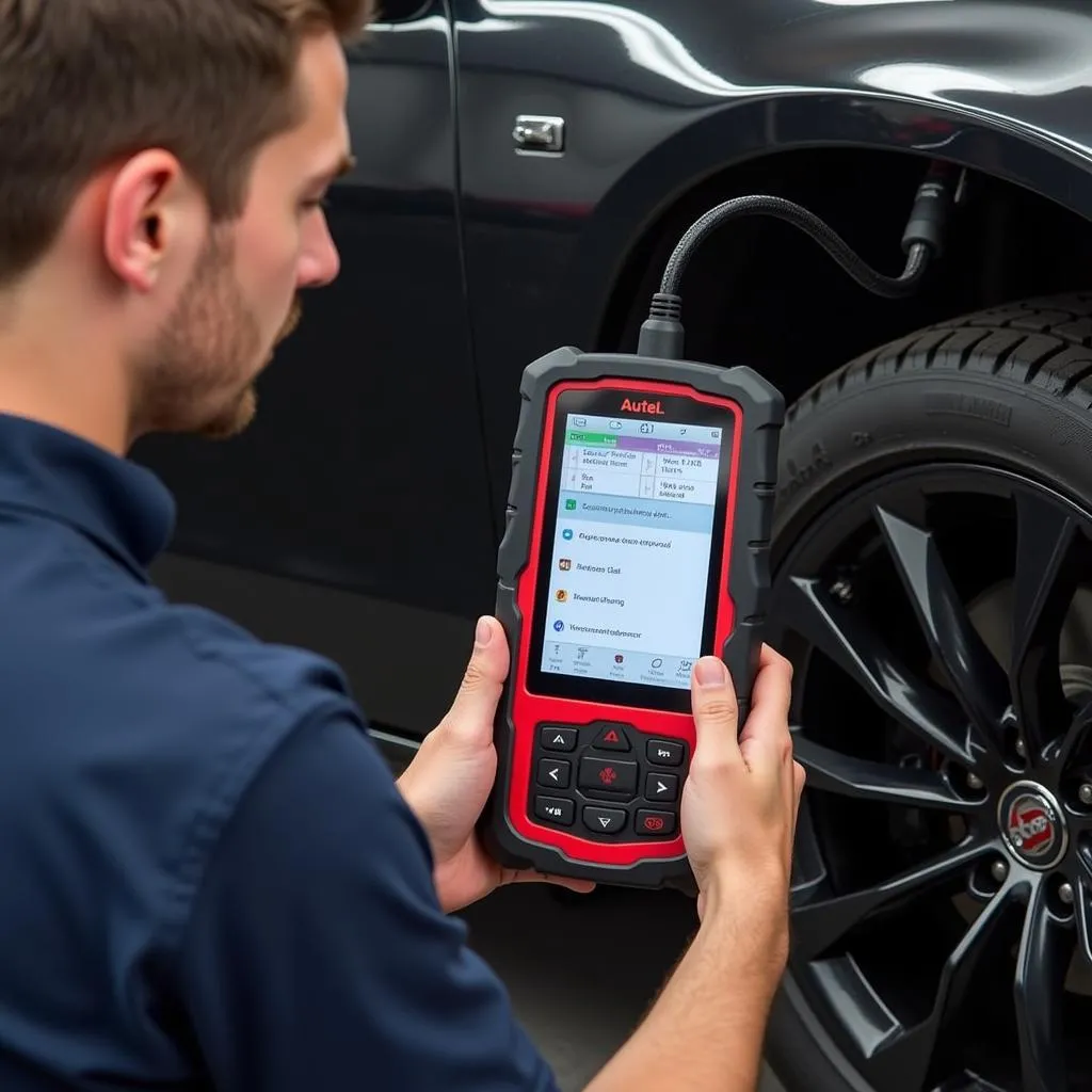 Autel Maxi 908 diagnostic scanner in use