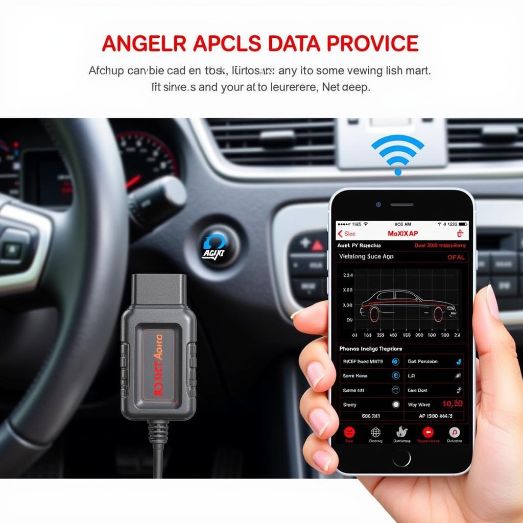 Autel MaxiAP AP200 connected to a smartphone