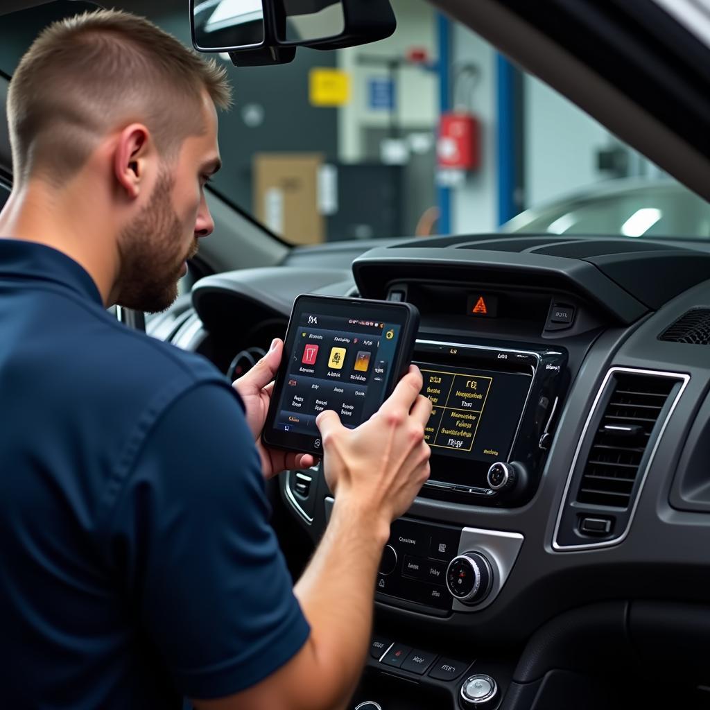 Mechanic Using Autel MaxiCheck