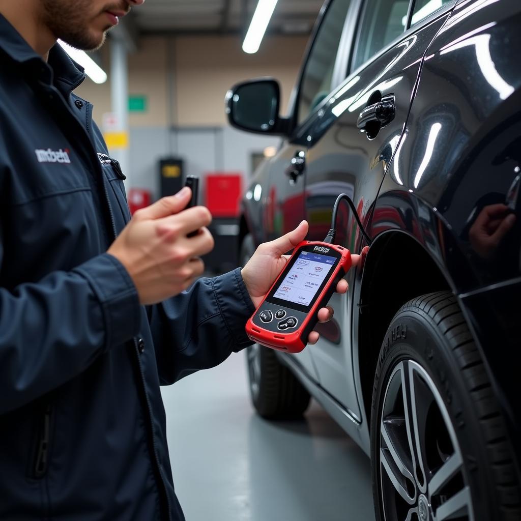 Autel MaxiCheck MX808 in Use by Mechanic