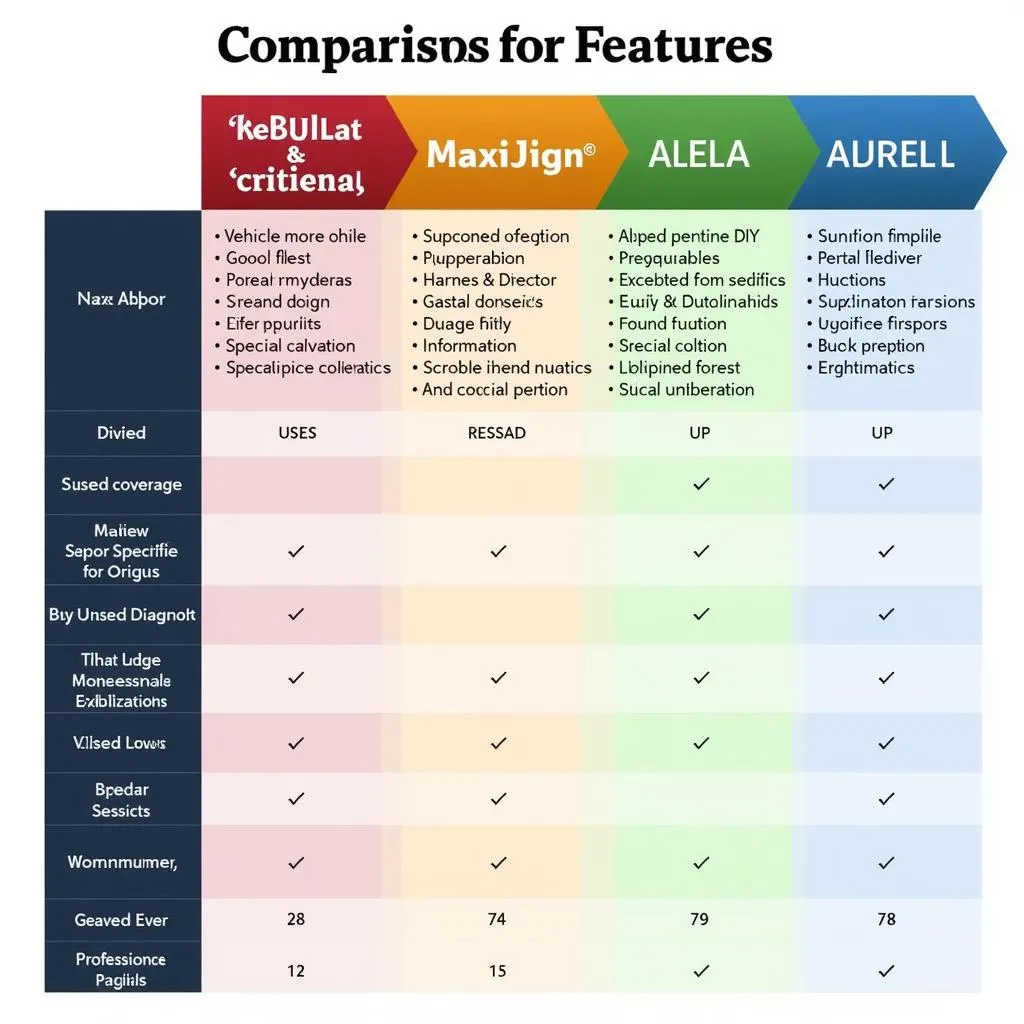 Autel MaxiDiag Models Comparison Chart