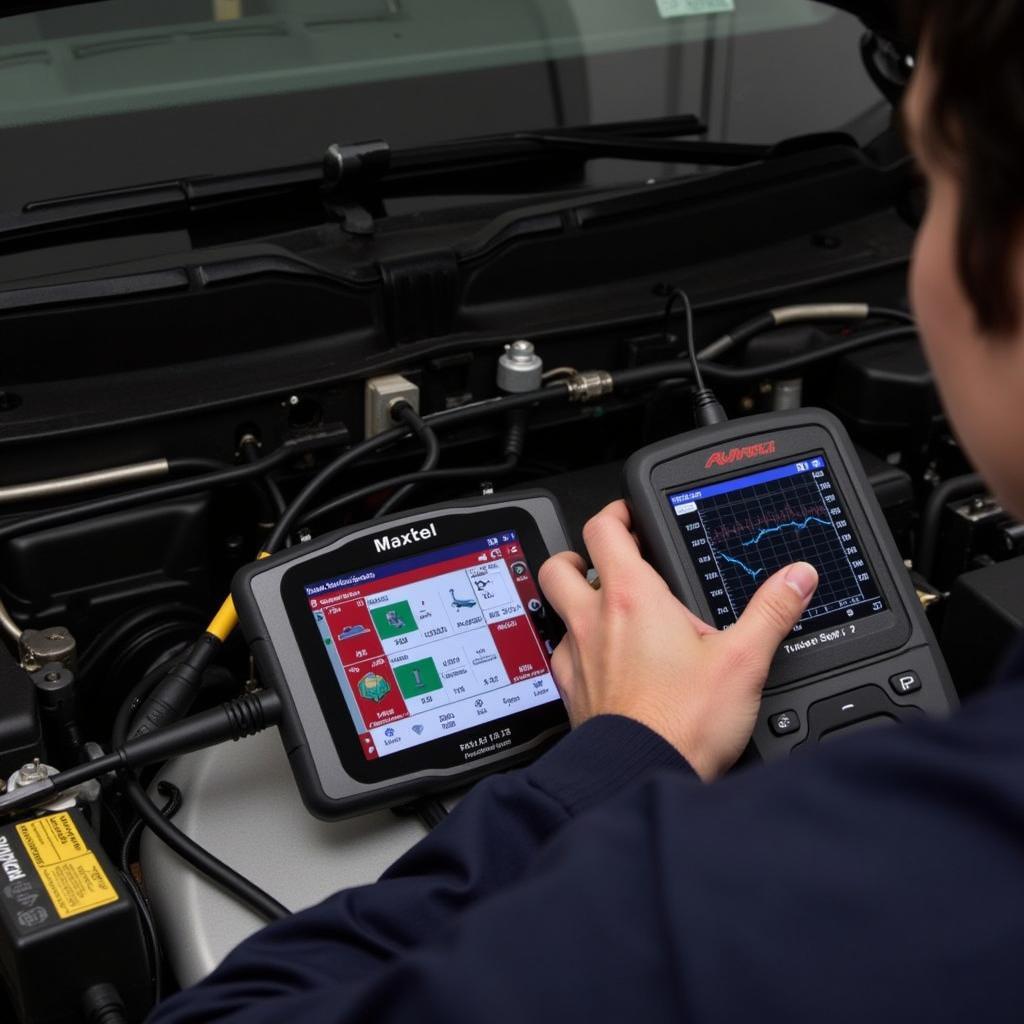 Autel MaxiIM 608 Pro performing diagnostics on a vehicle