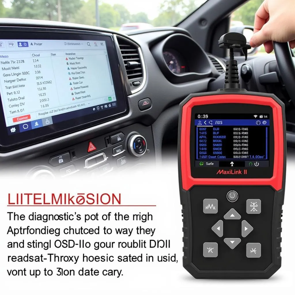 Autel MaxiLink II scanner performing diagnostics on a vehicle