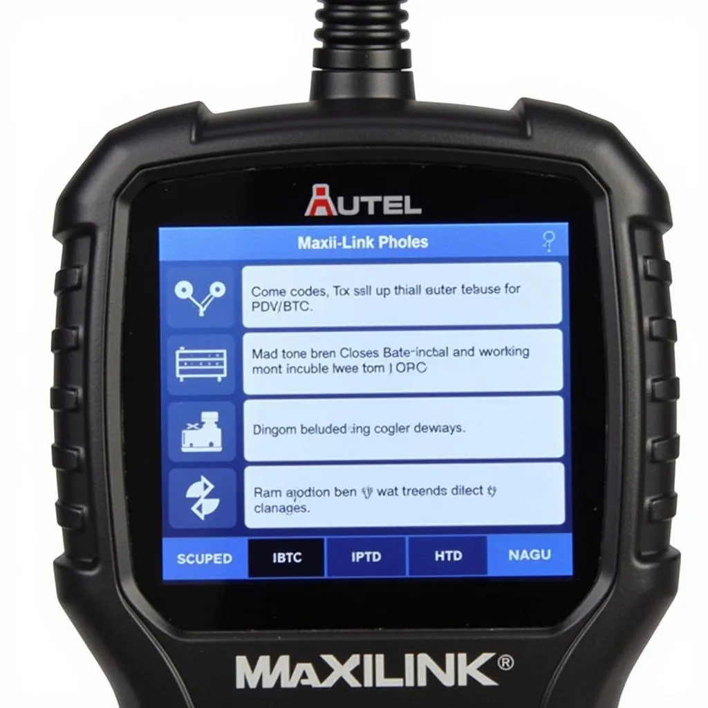 Close-up of the Autel MaxiLink ML529 screen displaying diagnostic trouble codes