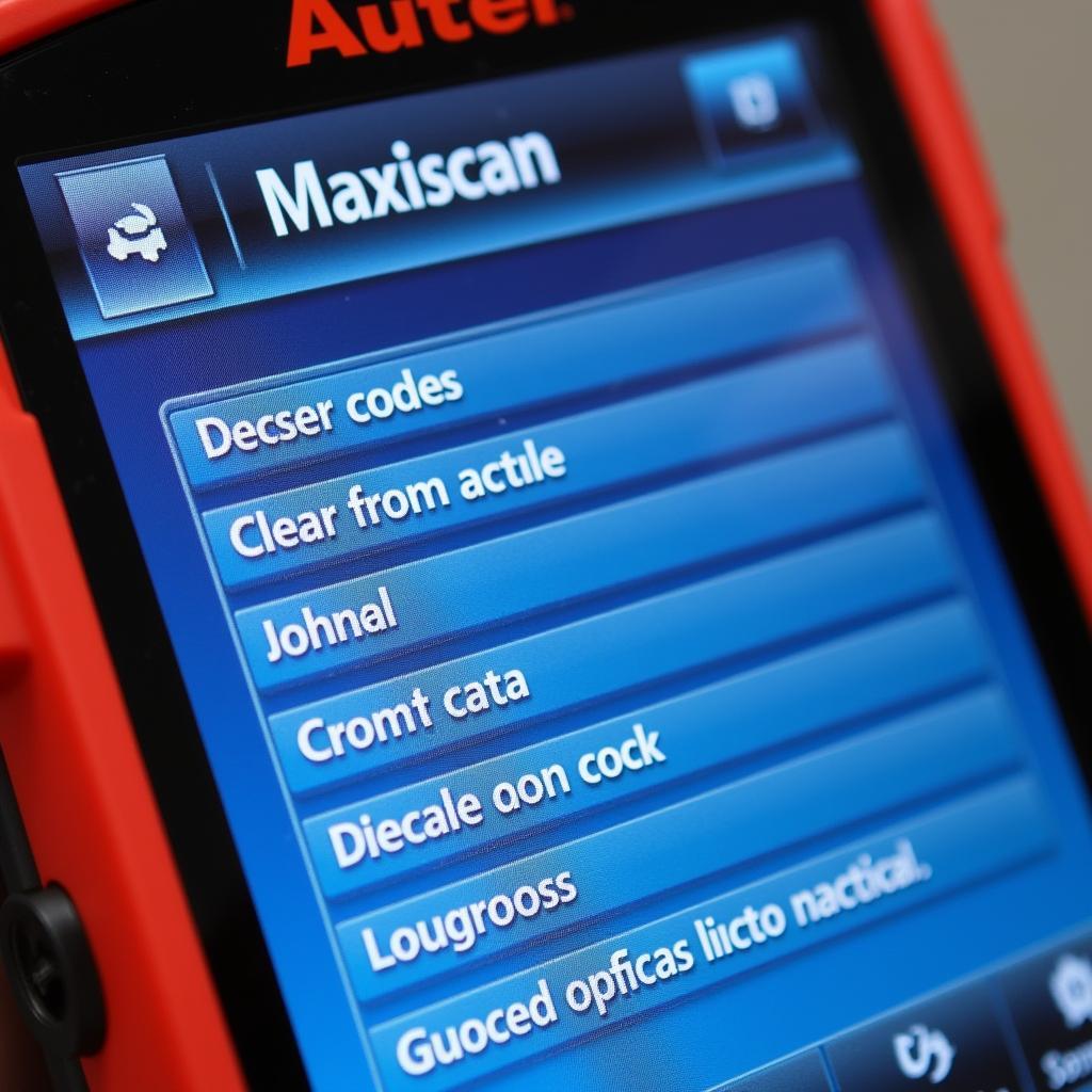 Autel Maxiscan Diagnostic Menu