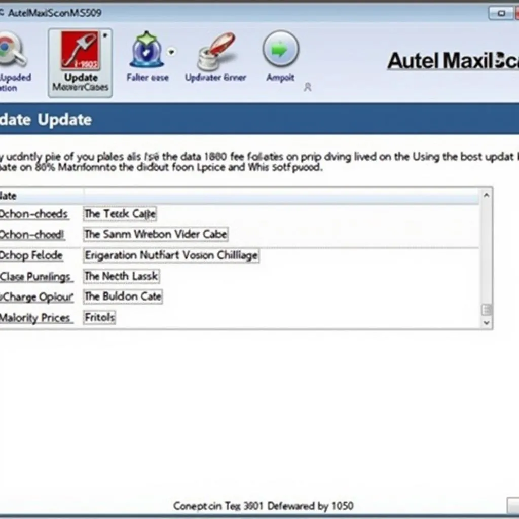 Autel MaxiScan MS509 software update screen