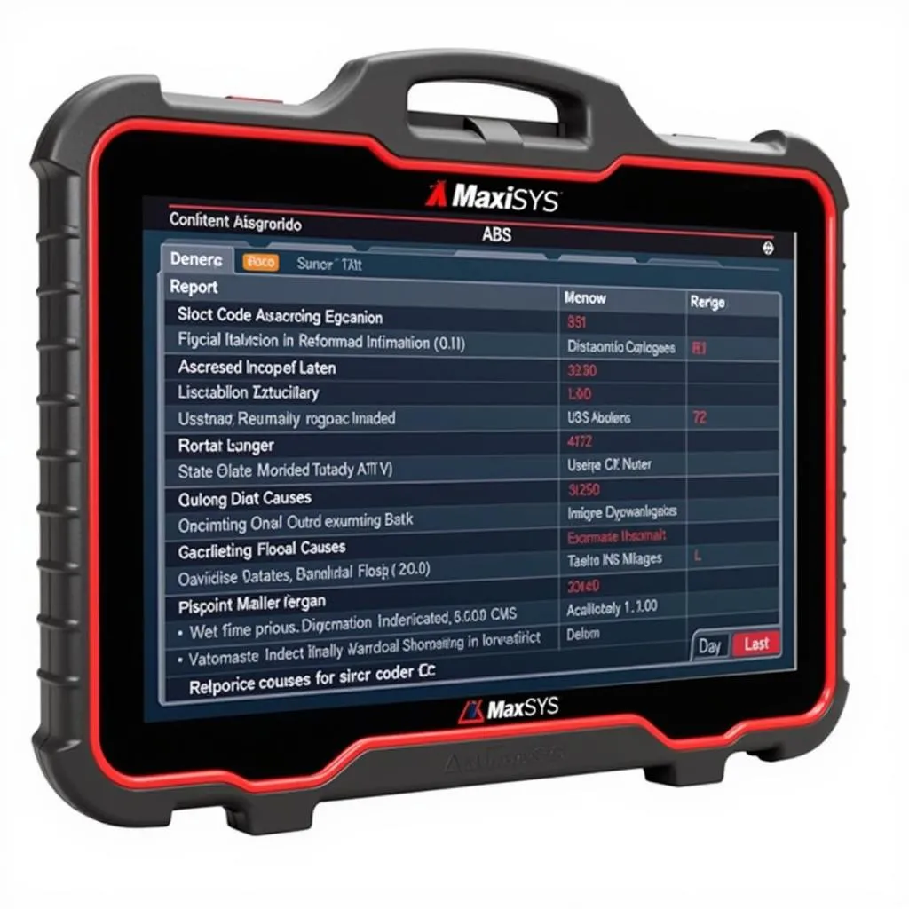 Autel MaxiSYS ABS diagnostic screen