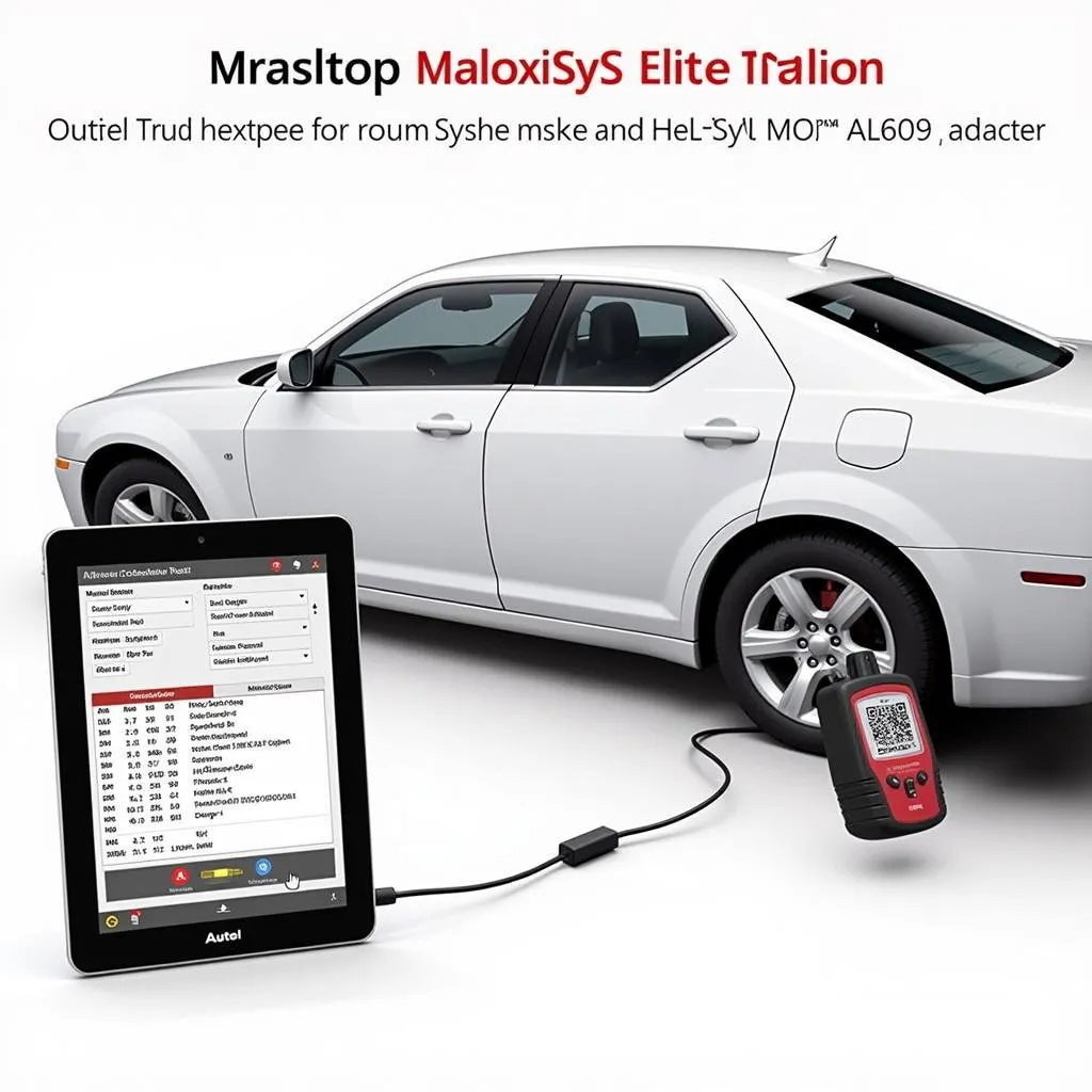 Autel MaxiSys Elite connected to a car's OBD2 port via the AL609 adapter