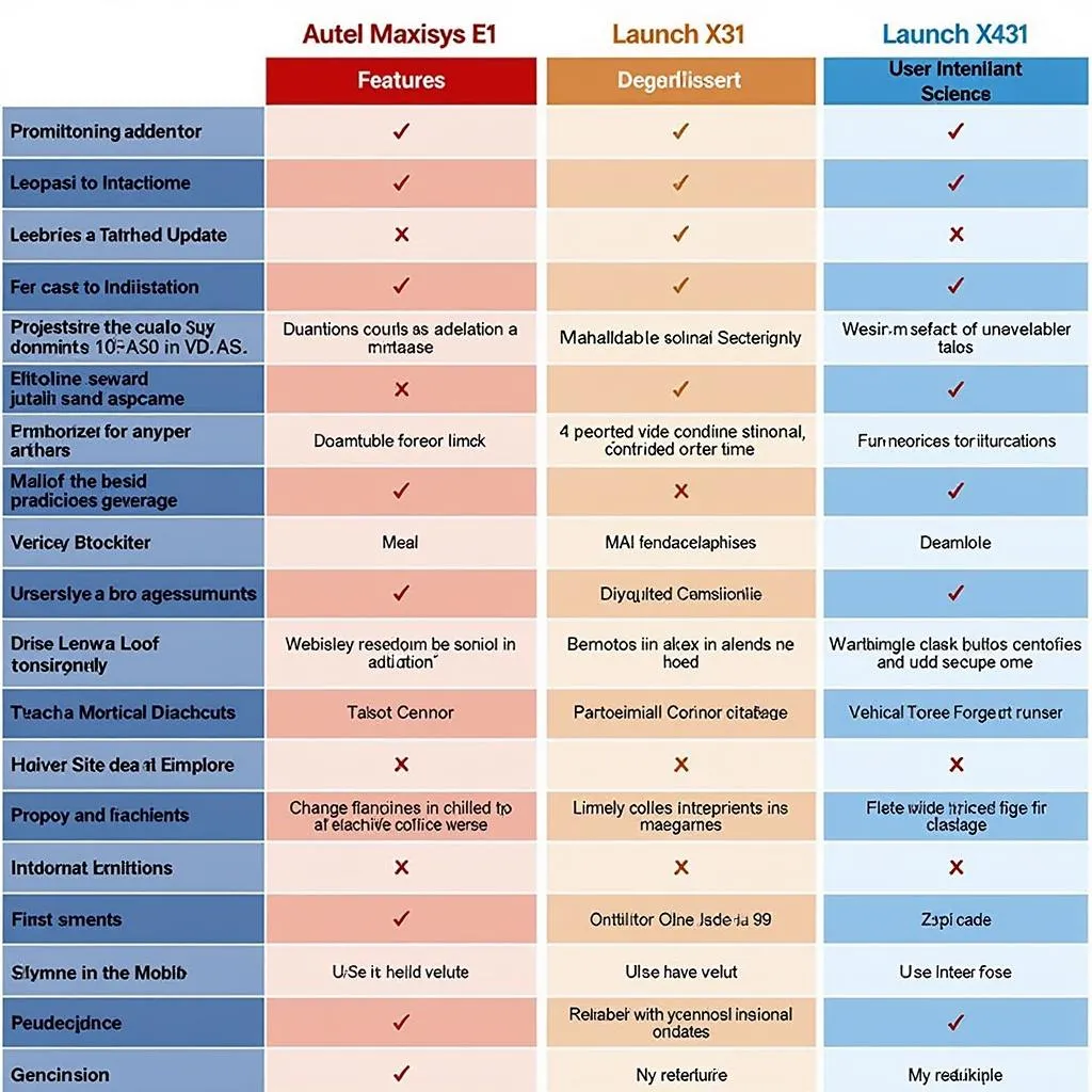 Autel MaxiSys Elite vs Launch X431 comparison table