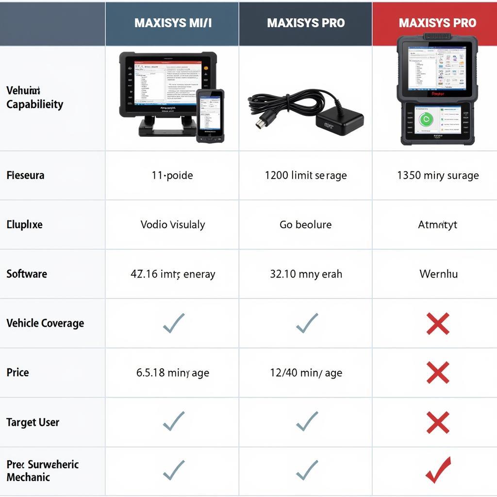 Autel Maxisys Mini vs Pro Comparison Chart