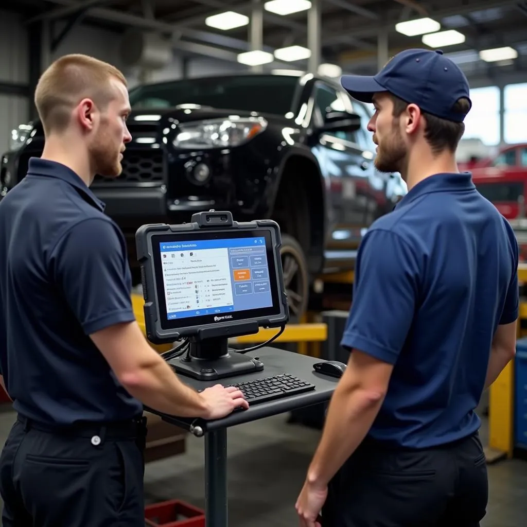 Autel MaxiSys MS906 Pro in Action at an Auto Repair Shop