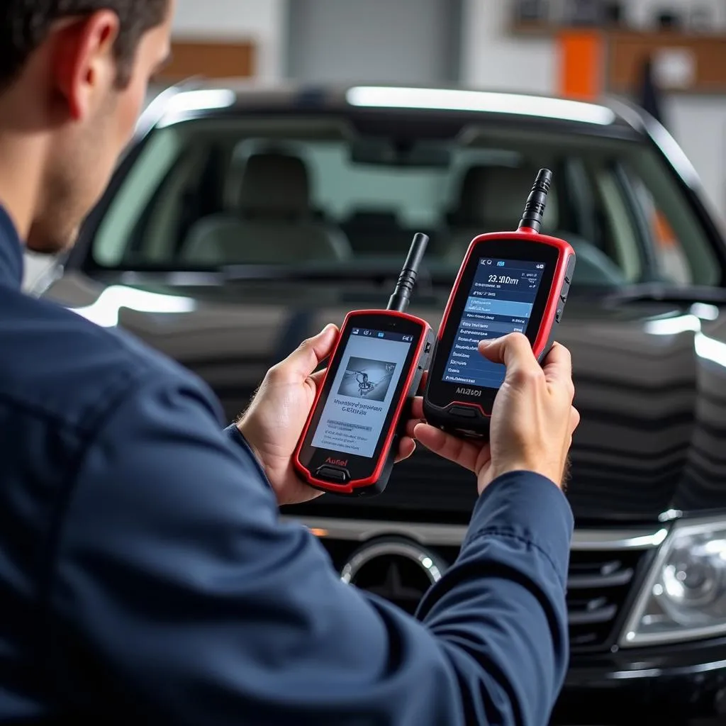 Mechanic Using Autel MaxiSys MS906BT