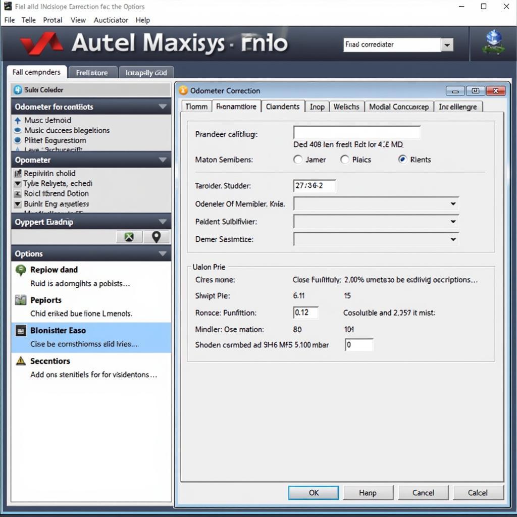 Autel Maxisys Pro Mileage Correction Dashboard View