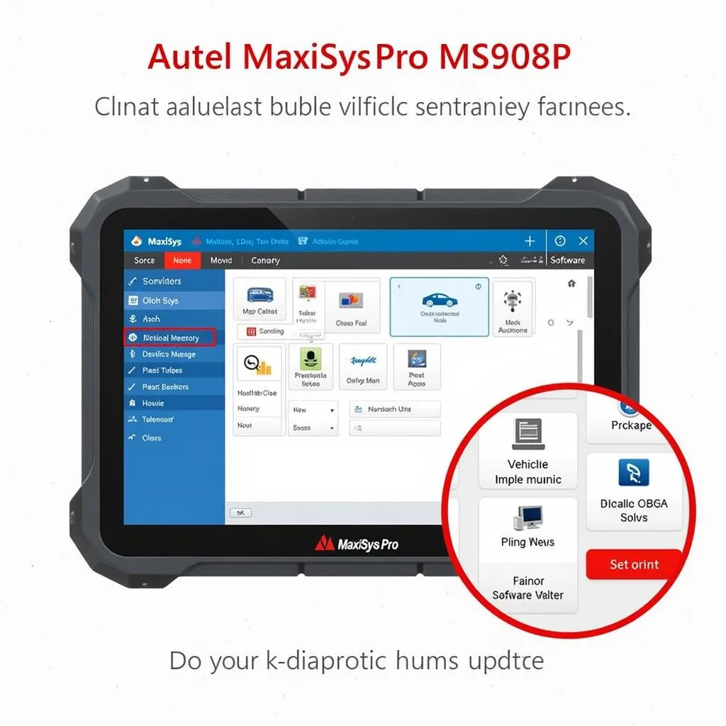 Autel MaxiSys Pro MS908P software interface