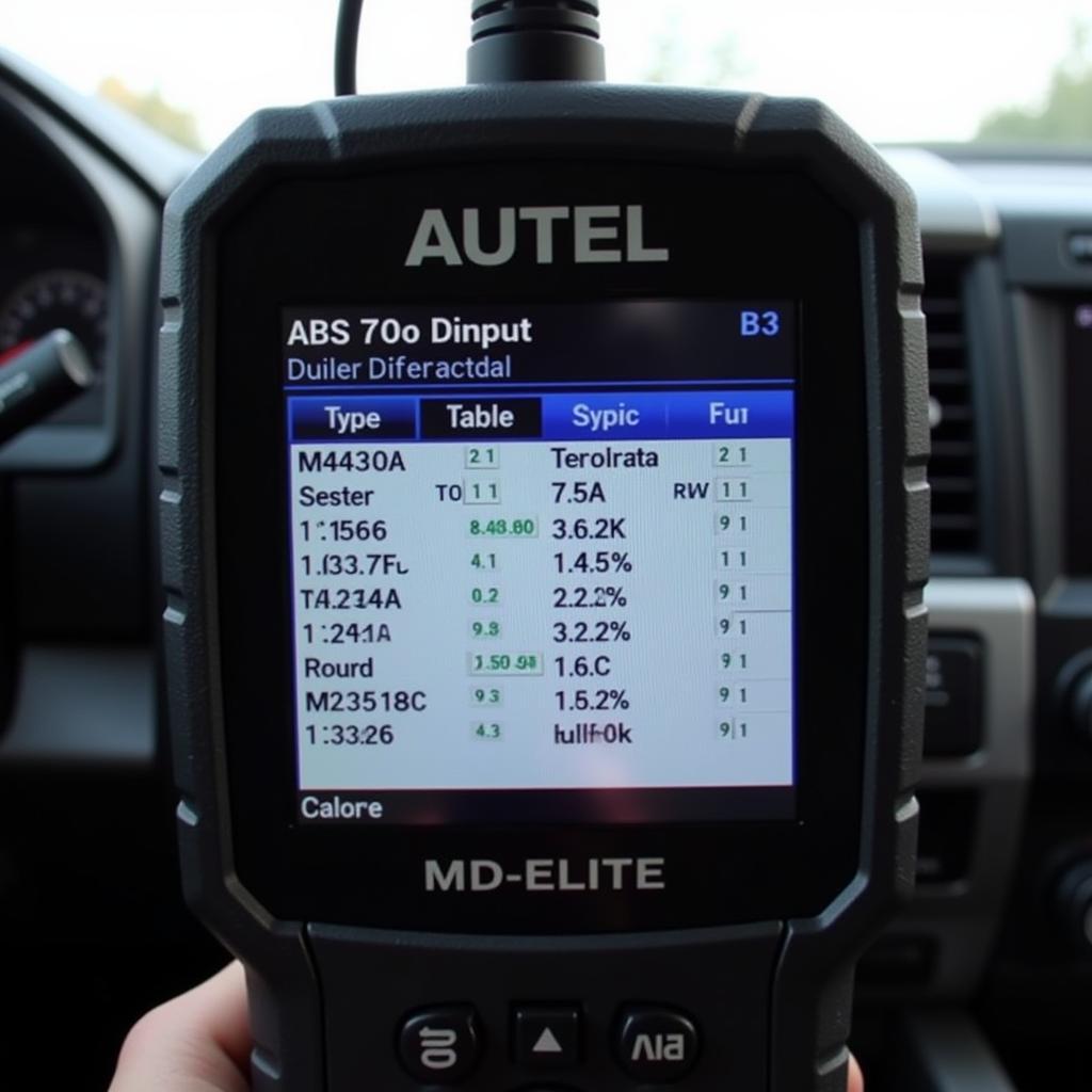 Autel MD703 Elite Displaying F150 ABS Data