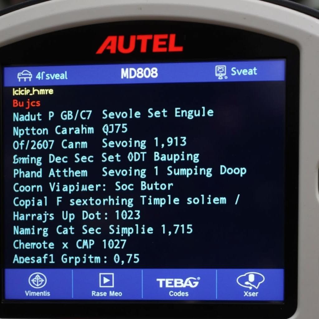 Autel MD808 Screen Displaying Diagnostic Codes