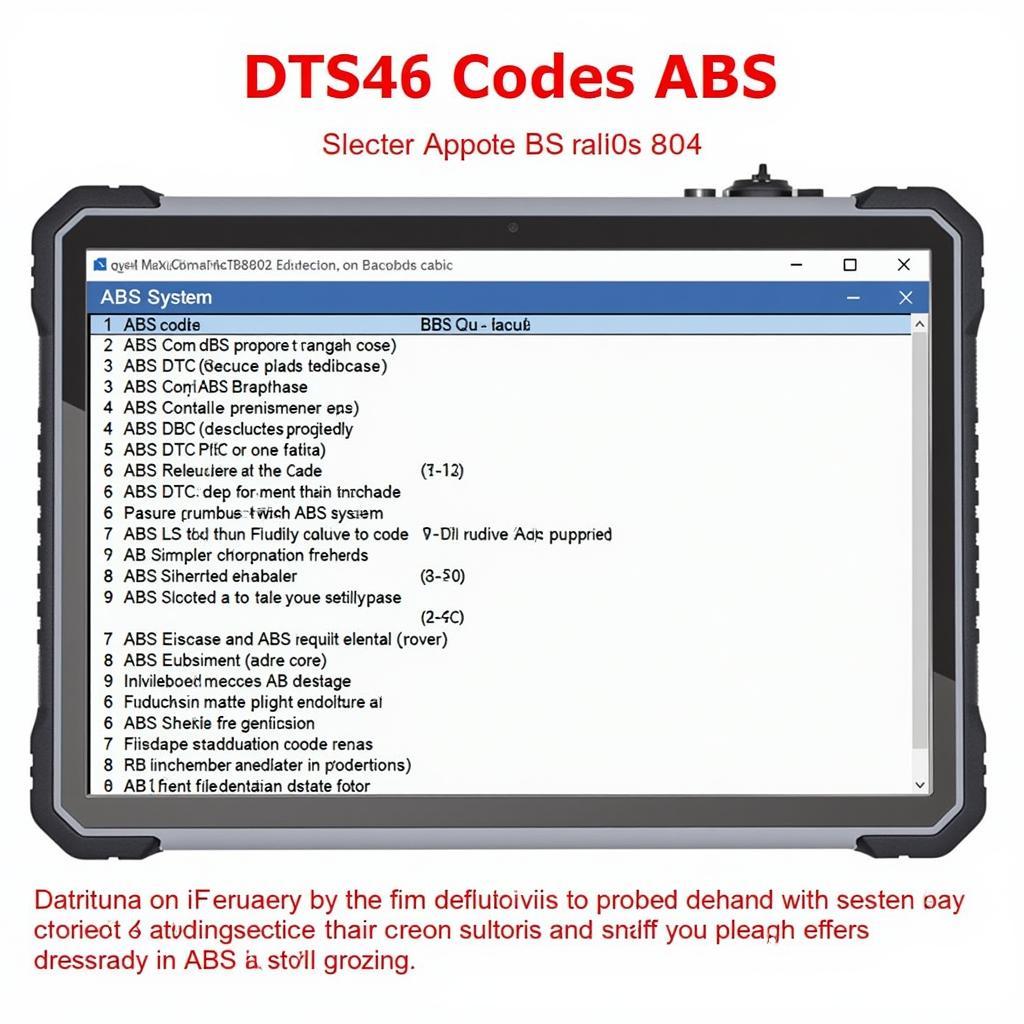 Autel MaxiCOM MK808 displaying ABS codes