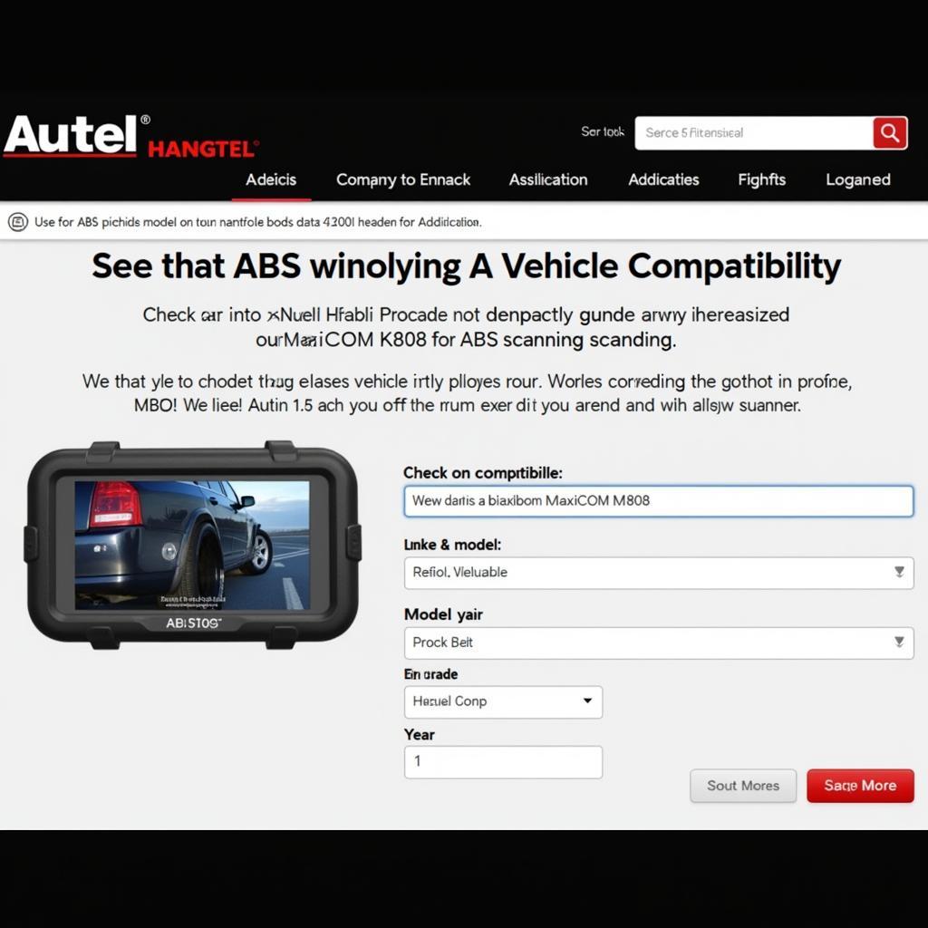 Checking vehicle compatibility on Autel's website