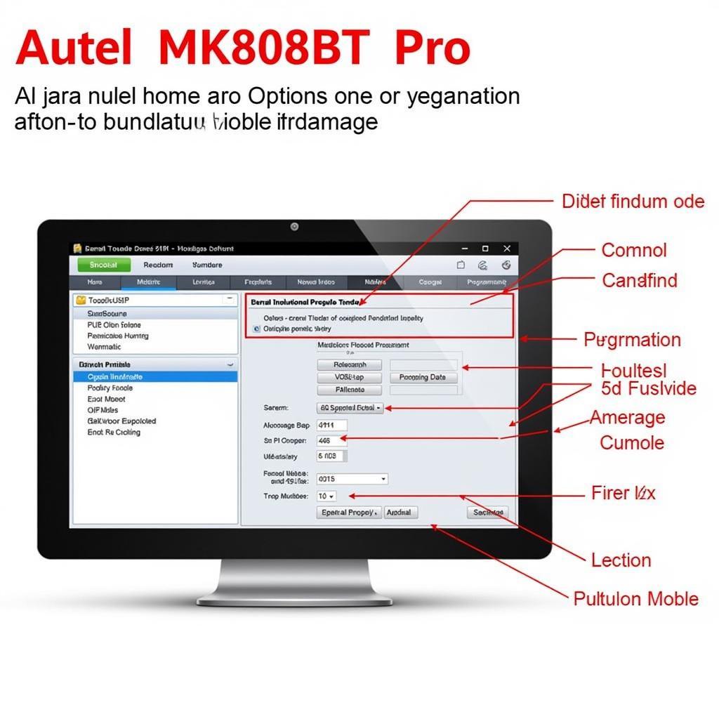 Autel MK808BT Pro user interface with key programming options