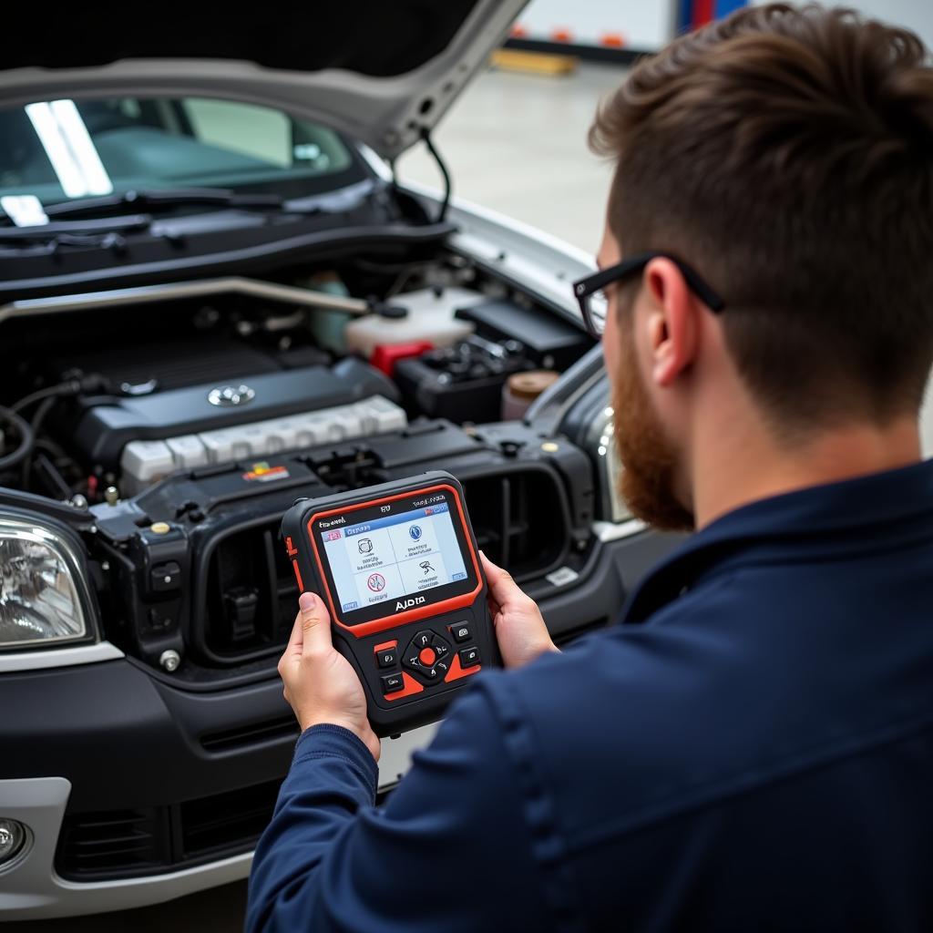 Autel ML619 Diagnostic Tool in Use on a Toyota