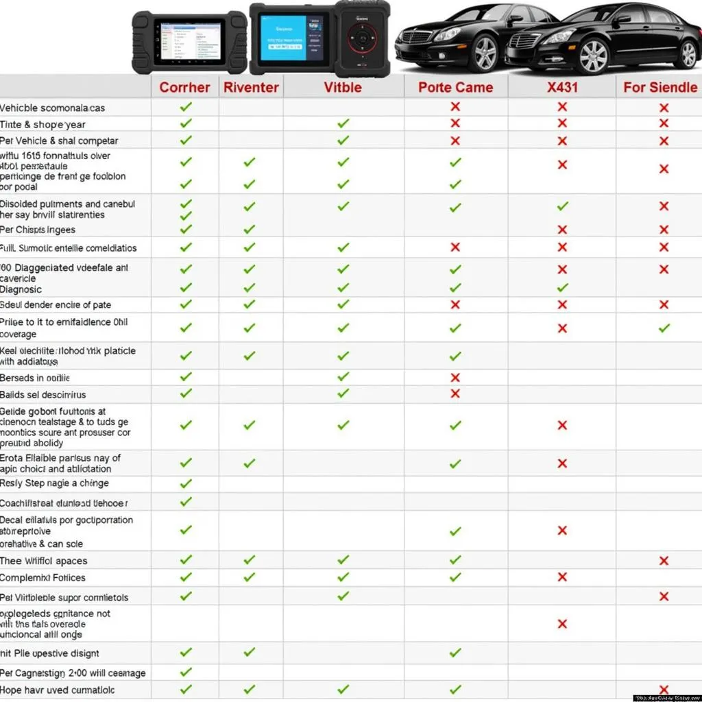 Autel MOT Pro Comparison Table