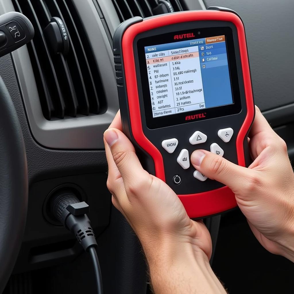 Autel MP808TS Performing Diagnostics on a Vehicle