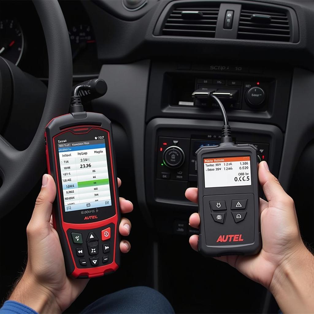 Autel MS906 Connected to a Vehicle for Diagnostics